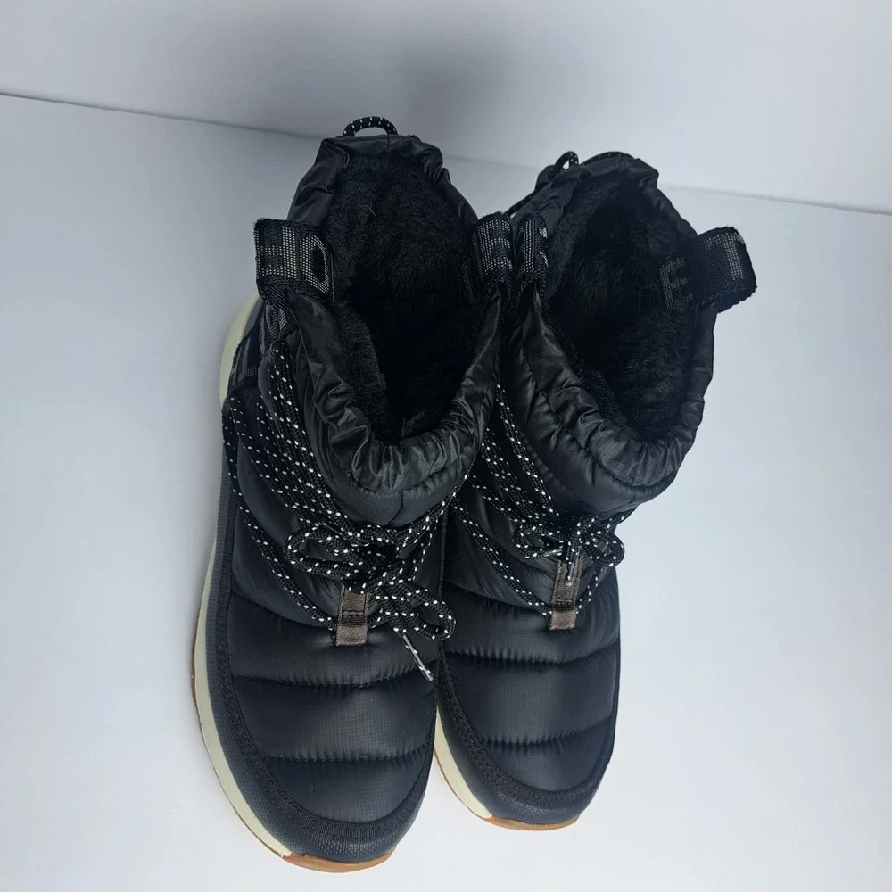 The North Face Thermoball Lace Up Boots Black White Womens Size 9 Snow Winter